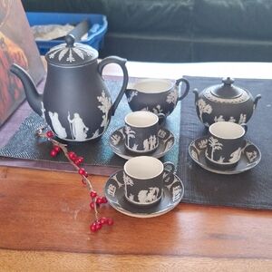 A Collection Of Vintage Rarer BLACK Wedgwood Jasperware. Unglazed Stoneware.